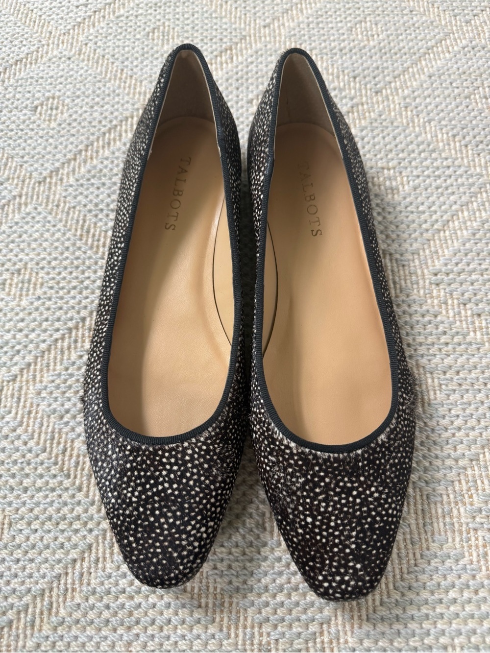 Talbots Black and White Speckled Pointed Toe Flats